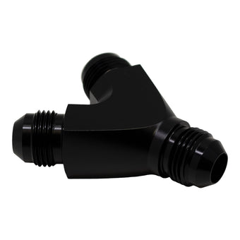 compare product DeatschWerks 8AN Male Flare to 8AN Male Flare to 8AN Male Flare Y Fitting - Anodized Matte Black