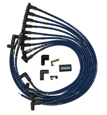 compare product Moroso Chevrolet Small Block Ignition Wire Set - Ultra 40 - Unsleeved - HEI - Under Header - Blue