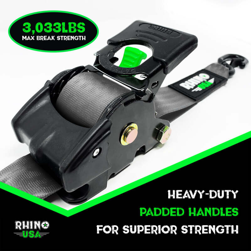 Rhino USA Retractable Ratchet Straps (2Pk 2Inx10Ft) Gray - My Store