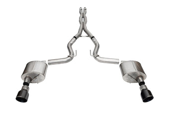 compare product Corsa 24+ Ford Mustang GT Xtreme Cat-Back Ex. Sys. 3.0in Dual Rear Exit w/4.5in Black PVD Pro Tips