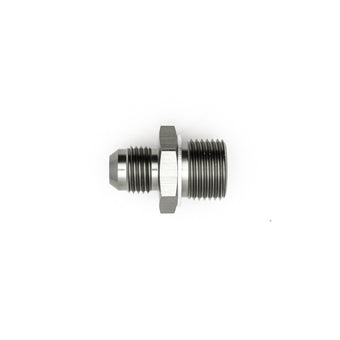 compare product DeatschWerks 6AN Male Flare to M18 X 1.5 Male Metric Adapter (Incl Crush Washer) - Titanium