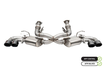 compare product Corsa 2020-25 Corvette C8 3in Valved Cat-Back 4.5in Blk Quad Tips - Fits Factory Perf Exhaust w/ AFM