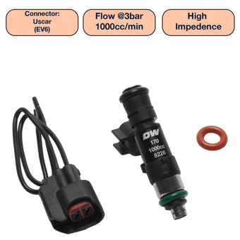 compare product DeatschWerks Universal 1000cc Single Fuel Injector / 48mm Length / 14mm O-Ring Seals
