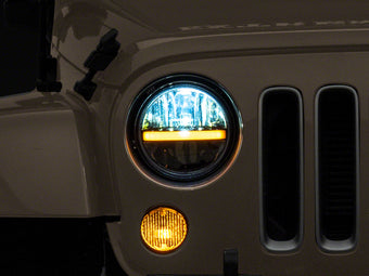 compare product Raxiom 97-18 Jeep Wrangler TJ & JK Axial 7-In LED Headlights w/ DRL - Black Housing (Clear Lens)