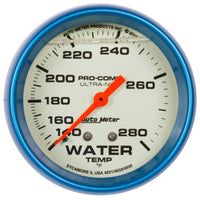 Autometer Ultra - Nite 2 - 5/8in 140 - 280 Degree Liquid Filled Mechanical Glow In Dark Water Temp Gauge - My Store