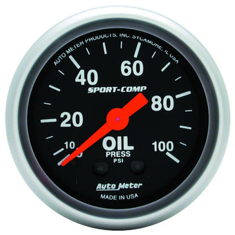 compare product Autometer Sport Comp 52mm Mechanical 0-100 PSI Oil Pressure Gauge