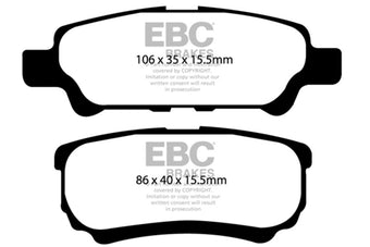 compare product EBC 11-14 Chrysler 200 2.4 Ultimax2 Rear Brake Pads