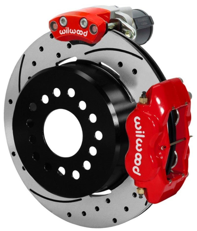 Wilwood Forged Dynalite Rear Electronic Parking Brake Kit - Red Powder Coat Caliper - D/S Rotor - My Store