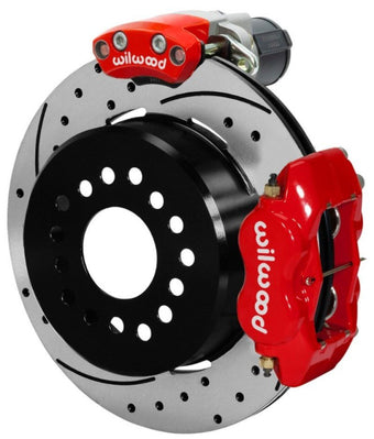 compare product Wilwood Forged Dynalite Rear Electronic Parking Brake Kit - Red Powder Coat Caliper - D/S Rotor