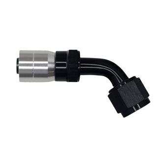 compare product DeatschWerks 8 AN Female Flare Swivel 60-Degree Hose Crimping Style End CPE - Anodized Matte Black