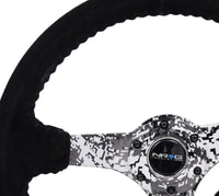 NRG Reinforced Steering Wheel (350mm / 3in. Deep) Blk Suede w/Hydrodipped Digi - Camo Spokes - My Store