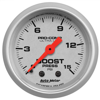 compare product Autometer Ultra-Lite 52mm 0-15 PSI Mechanical Boost Gauge