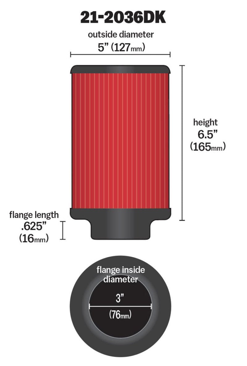 AEM Air Filter, 3inFLG/ 5inOD/ 6 - 1/2inH Dry Flow - My Store