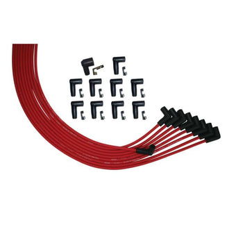compare product Moroso V8 Universal 90 Deg Plug HEI Distributor Ultra Spark Plug Wire Set - Red