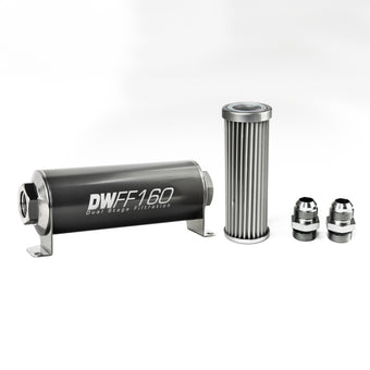 compare product DeatschWerks Stainless Steel 10AN 5 Micron Universal Inline Fuel Filter Housing Kit (160mm)