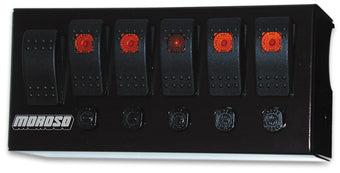 compare product Moroso Rocker Switch Panel - Cage Mount - LED - 3.75in x 8in - Five On/Off Switches