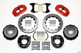 compare product Wilwood Narrow Superlite 4R Rear P-Brk Kit 12.88in Drilled Red Chevy C-10 2.42 Offset 5-lug
