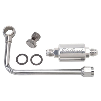 compare product Edelbrock 3/8In Hard Fuel Line w/ -6 B-Nut and Polished Filter