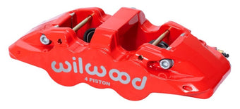 compare product Wilwood Caliper - Aero4-DS Forged Four-Piston Caliper Black 1.12in Piston 1.10in Rotor - Red