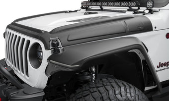compare product Bushwacker 18-22 Jeep Wrangler 2/4dr / 20-22 Jeep Gladiator Trail Armor Hood Armor (3pc) - Tex. Blk