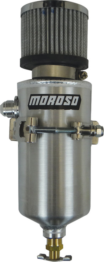 compare product Moroso Breather Tank/Catch Can -8An Male Fitting - Aluminum
