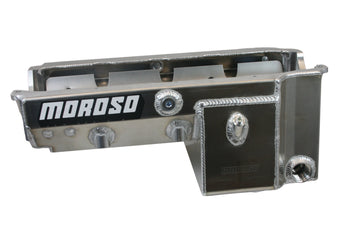 compare product Moroso Pre-85 Chevrolet Small Block/Dart (w/-16An External Pick Up) Wet Sump 8qt 8.25in Alum Oil Pan