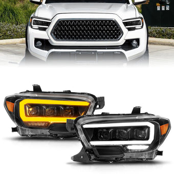 compare product ANZO 16-22 Toyota Tacoma LED Projector Headlights w/ Light Bar Sequential Black Housing w/Initiation