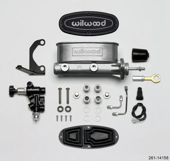 compare product Wilwood HV Tandem M/C Kit w L/H Bracket & Prop Valve - 15/16in Bore-W/Pushrod - Early Mustang