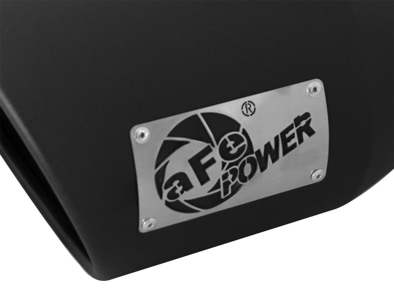 aFe MACHForce XP 5in 304 Stainless Steel Exhaust Tip 5 In x 7 Out x 12L in Bolt On Right - Black - My Store