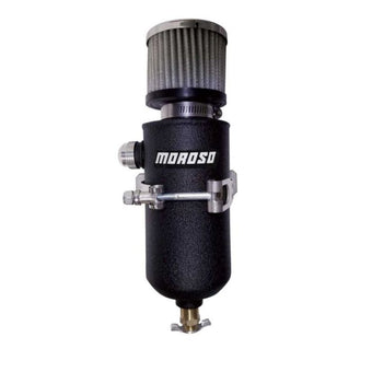 compare product Moroso 12AN Male Catch Can Breather Tank - Black Powder Coat