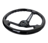 NRG Reinforced Steering Wheel (350mm / 3in. Deep) Blk Wood w/Blk Matte Spoke/Black Center Mark - My Store
