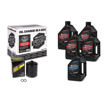 compare product Maxima V-Twin Oil Change Kit Synthetic w/Black Filter Sportster