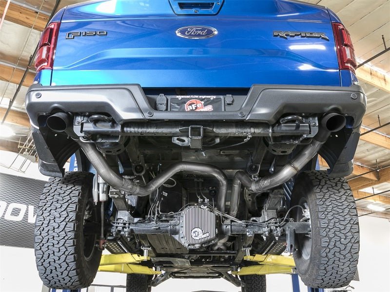 aFe MACH Force - Xp Cat - Back Exhaust w/Dual Hi - Tuck Tips Black 17 - 18 Ford F - 150 Raptor V6 - 3.5L (tt) - My Store