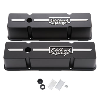 compare product Edelbrock Valve Cover Racing Series Chevrolet 1959-1986 262-400 CI V8 Tall Black