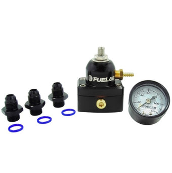 compare product Fuelab 535 EFI Adjustable Mini FPR 25-90 PSI (2) -6AN In (1) -6AN Return (3) -6AN ORB w/Gauge Kit