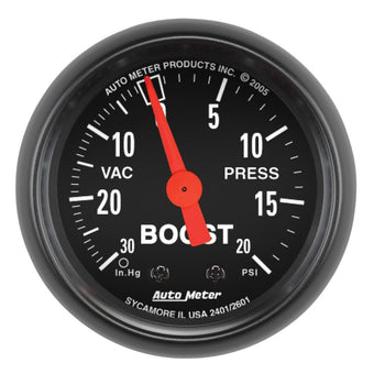 compare product Autometer Z Series 52mm 20 PSI Mechanical Boost Vacuum Gauge