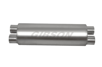 compare product Gibson SFT Superflow Dual/Dual Round Muffler - 8x24in/3in Inlet/2.5in Outlet - Stainless
