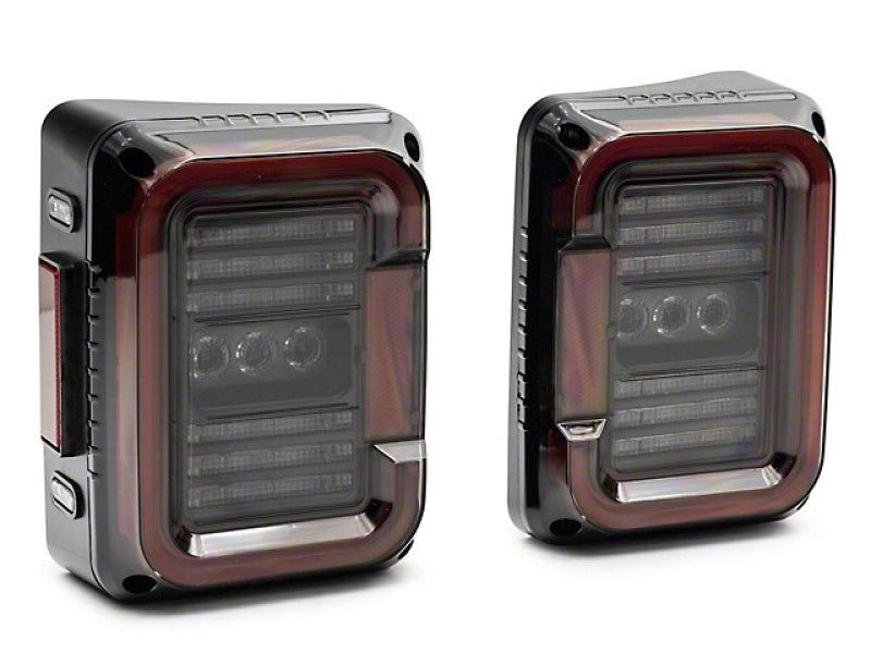 Raxiom 07 - 18 Jeep Wrangler JK Axial Series LED Halo Tail Lights - Black Housing (Dark Smoked Lens) - My Store