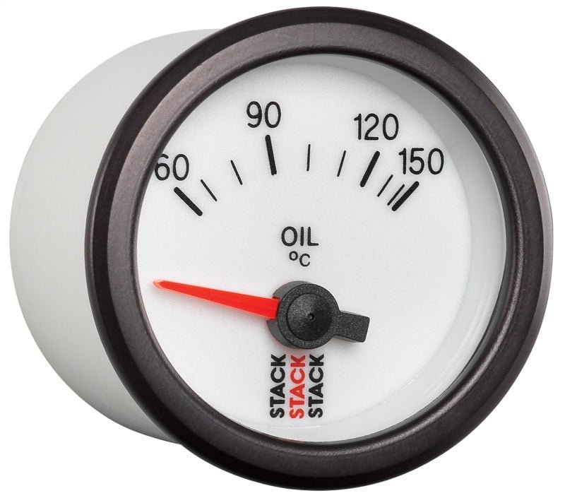 Autometer Stack 52mm 60 - 150 Deg C M10 Male Electric Oil Temp Gauge - White - My Store