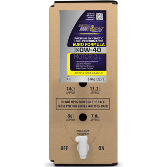 compare product Royal Purple Premium Synthetic High Performance Euro Formula 0W40 Motor Oil - 6 Gallon Bag-In-Box