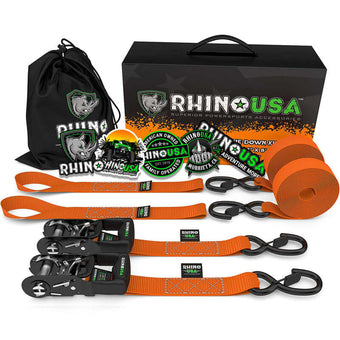 compare product Rhino USA Heavy Duty Ratchet Tie-Downs 2-Pack (Orange) 1.6In X 8Ft
