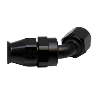 compare product DeatschWerks 8 AN Female Flare Swivel 60-Degree Hose End PTFE - Anodized Matte Black