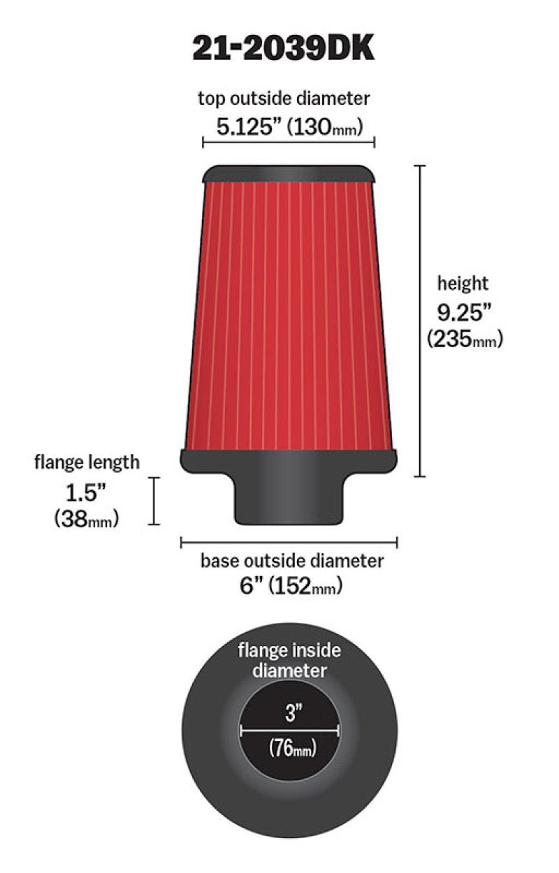 AEM 3 in x 9 in Dryflow Air Filter - My Store