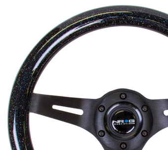 compare product NRG Classic Wood Grain Steering Wheel (310mm) Black Sparkle w/Blk 3-Spoke Center
