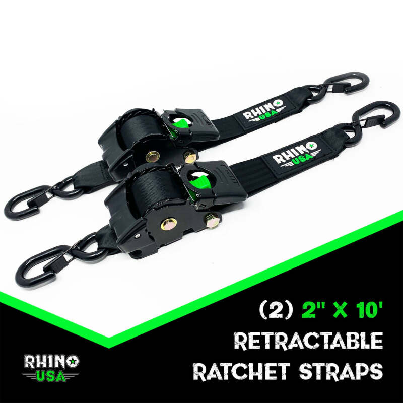 Rhino USA Retractable Ratchet Straps (2Pk 2Inx10Ft) Blue - My Store