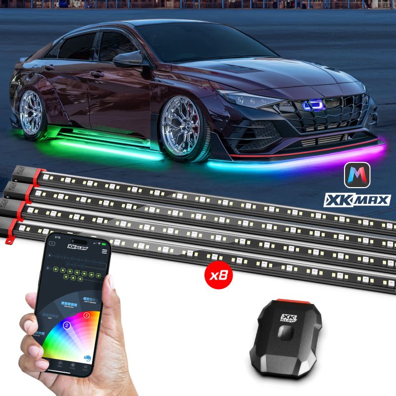XK Glow XKmax RGBW 8pc Addressable Car Underglow Kit Universal Fitment for 12v - My Store