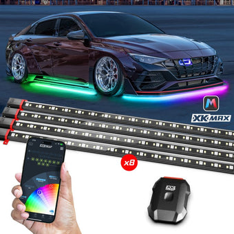 compare product XK Glow XKmax RGBW 8pc Addressable Car Underglow Kit Universal Fitment for 12v