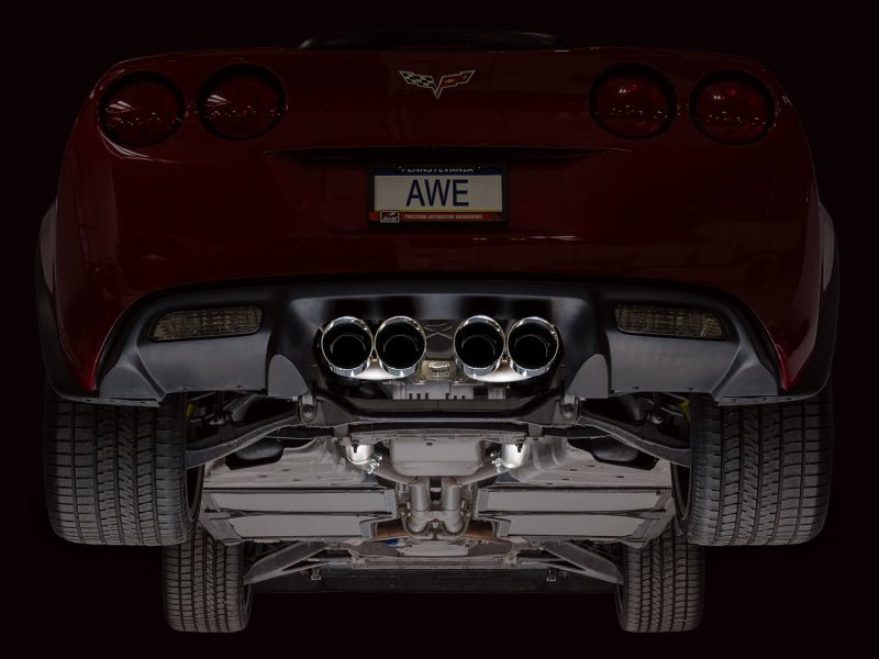 AWE Tuning 05 - 07 C6 Chevrolet Corvette 6.0L Track Edition Axle - Back Exhaust w/ Chrome Silver Tips - My Store