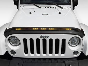 compare product AVS 2007-2018 Jeep Wrangler JK Aeroskin Low Profile Hood Shield w/ Lights - Black