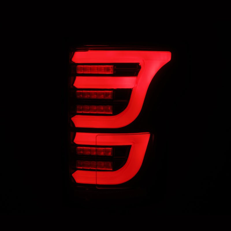 AlphaRex 15 - 20 Ford F - 150 Luxx LED Tail Lights (Pair) Black/Red (Not For Blind Spot Sensor Models) - My Store